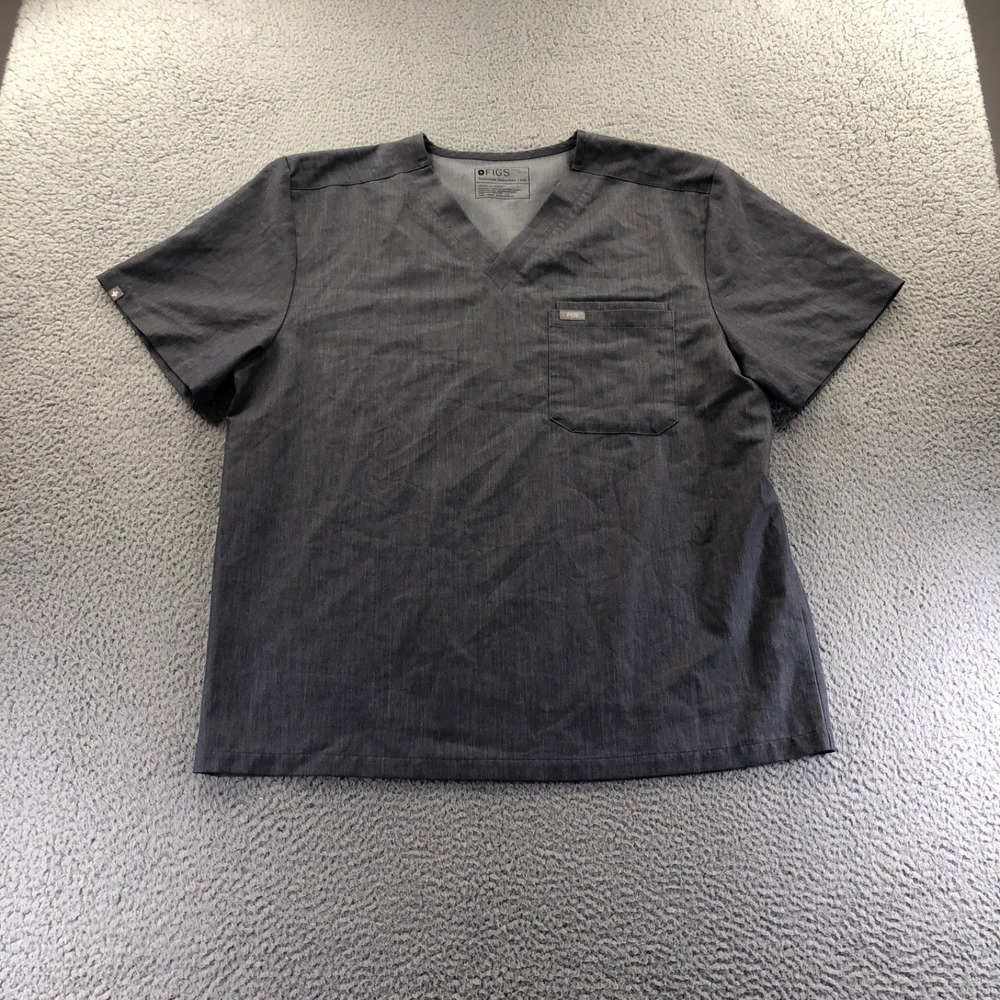 Figs Men's Charcoal Gray V-Neck Scrub Top